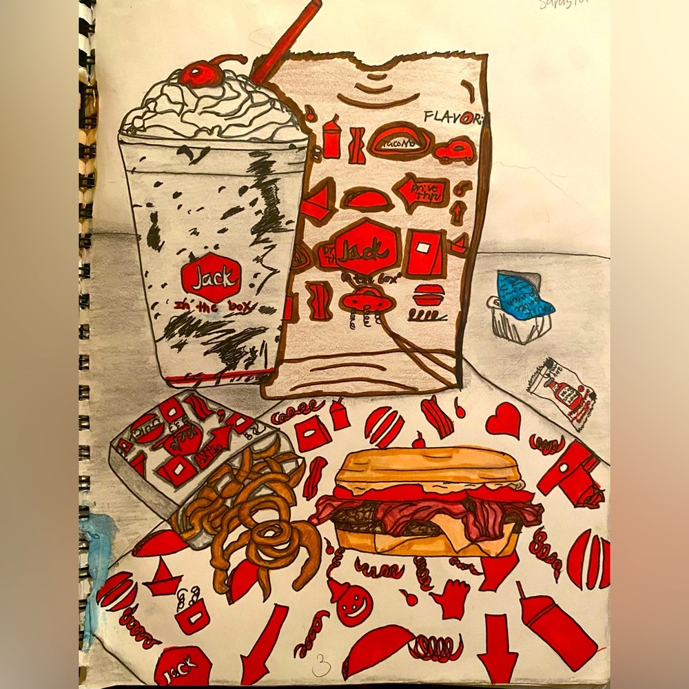 Junk food from jack in the box drawing
